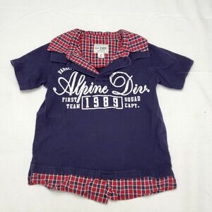The Children's Place ● Sporty Navy Blue With Red Plaid Polo Shirt‎ ● Size 4T